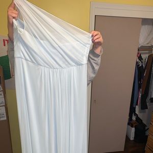 David’s Bridal One Shoulder Light Blue Dress